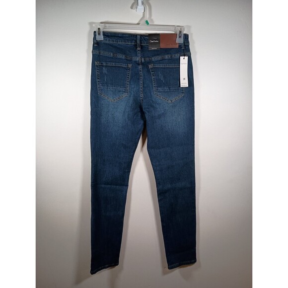 NWT Qazel Vorrlon Womens Dark Wash Skinny Distressed Blue Jeans Pockets Size 28 - Picture 2 of 9